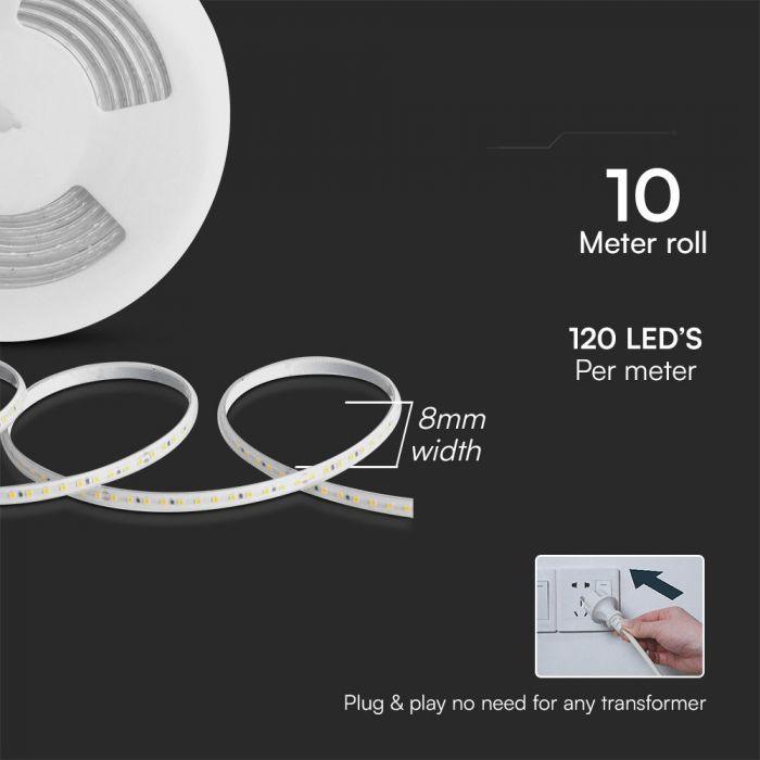 10,5W/m LED juosta, 220V, 6500K, IP65, 10m ritė - Image 3