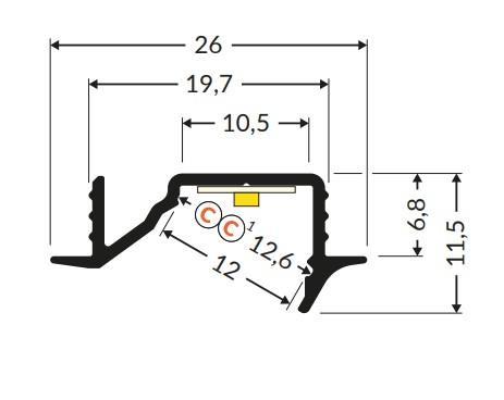 LED juostos profilis DIAGONAL10 C, baltas, 2m - Image 2