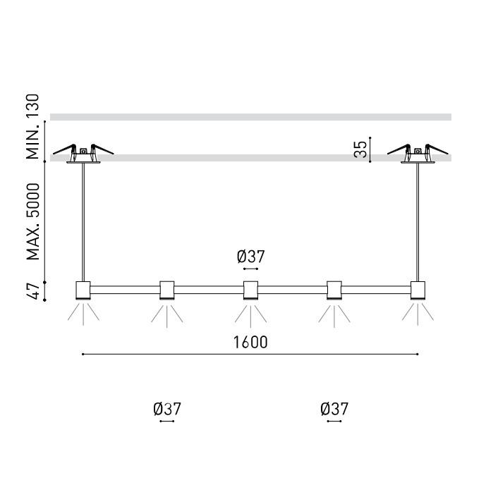 10,5W LED pakabinamas šviestuvas ART MODULAR 5, juodas, 2700K, 160cm - Image 3