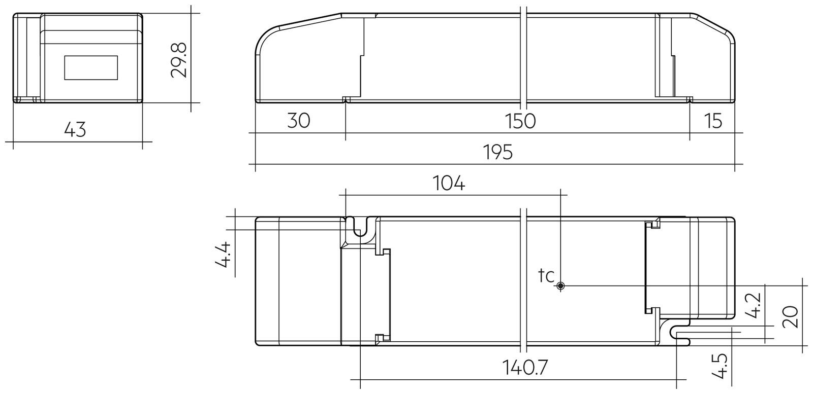 60W LED maitinimo šaltinis TRIDONIC LC ONE4ALL SP, 48V, DALI/PUSH - Image 2