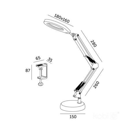 10W LED stalo šviestuvas AURIQ LOUPE, baltas, 3000/4000/6500K, dimeriuojamas