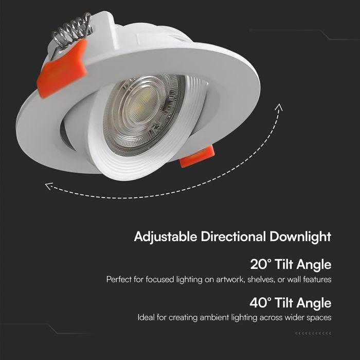 7W LED įleidžiamas pakreipiamas šviestuvas, baltas, 3000/4000/6500K - Image 3