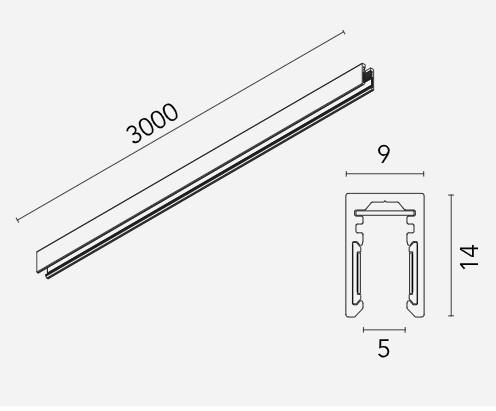 Magnetinis bėgelis THE MICRO RUNNING MAGNET, juodas, 3m, 24V - Image 2