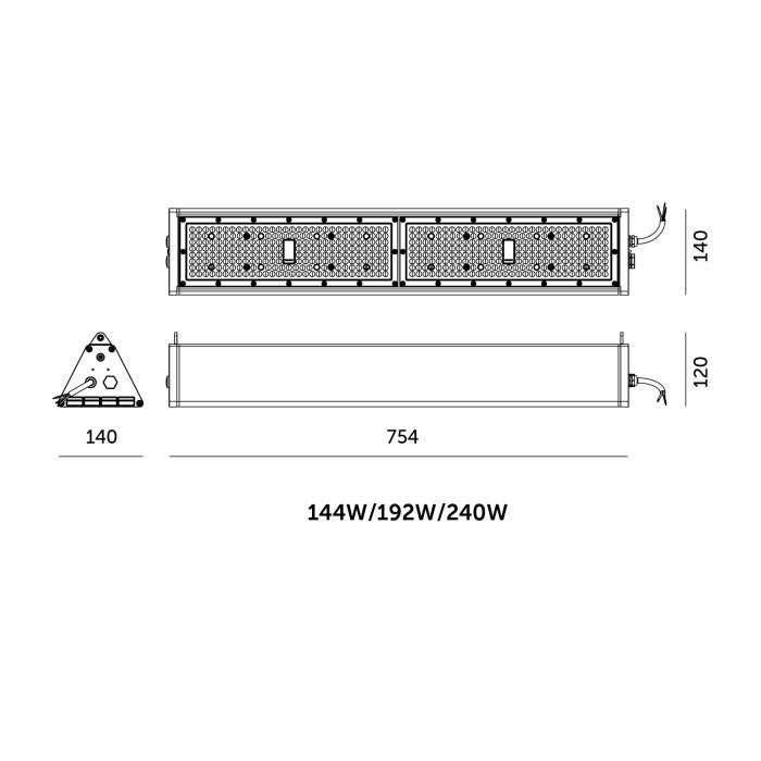 144/192/240W LED linijinis pramoninis šviestuvas NICO, juodas, 3000/4000/6000K, 60x90°, IP65 - Image 3