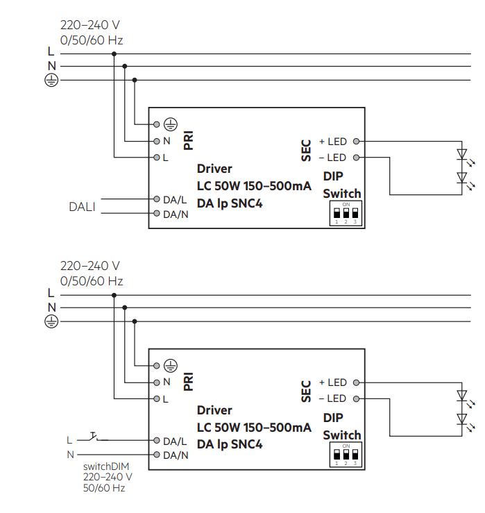 50W LED maitinimo šaltinis TRIDONIC LC SNC4, 150-500mA, DALI - Image 3