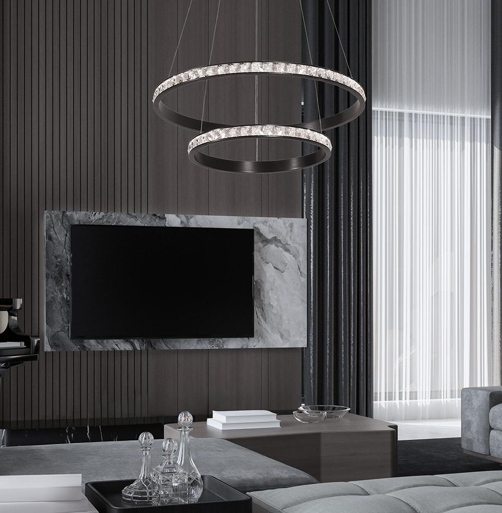 48W LED pakabinamas šviestuvas ORIANA, juodas, 3000K, 4323700 - Image 2