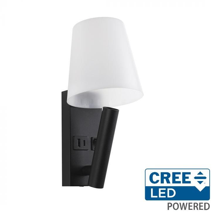 2W LED sieninis šviestuvas, juodos/baltos sp., 3000K, CREE LED chip, su USB/PD jungtimi - Image 3