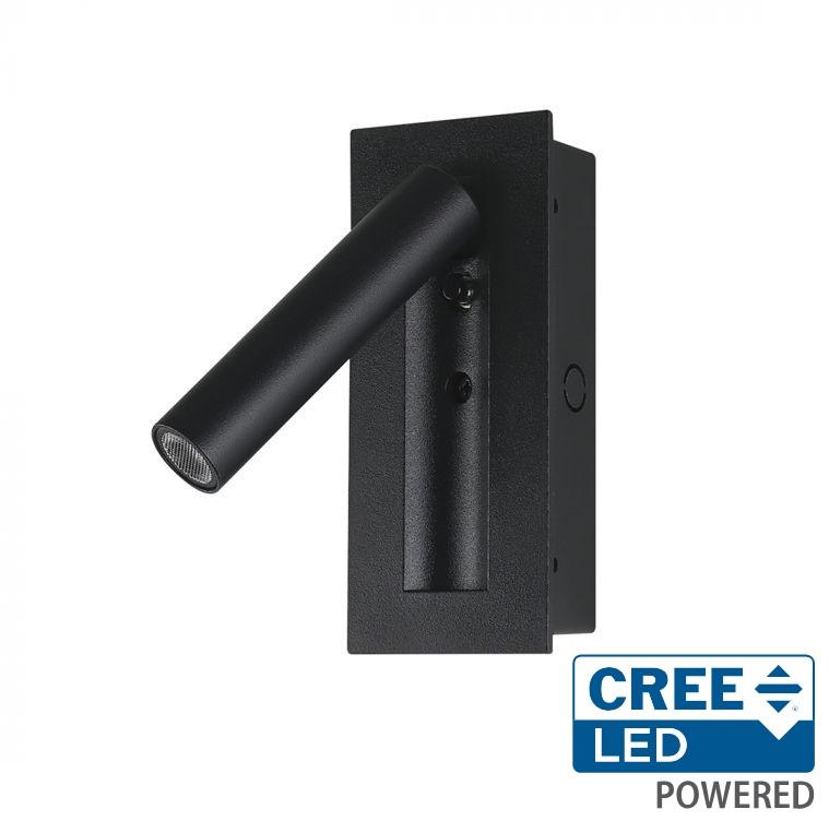 2W LED įleidžiamo montavimo sieninis šviestuvas, juodas, 3000K, CREE LED chip - Image 3