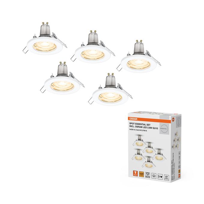 Įleidžiamas šviestuvas SPOT, GU10, baltas, su 2,6W 2700K LED lempute, 5vnt. - Image 4