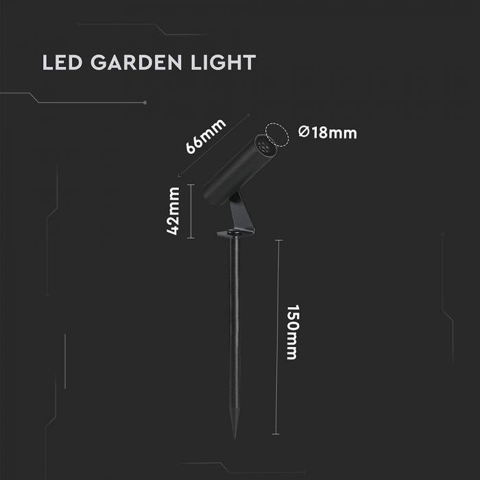 2W LED įsmeigiamas lauko šviestuvas, juodas, 3000K - Image 4