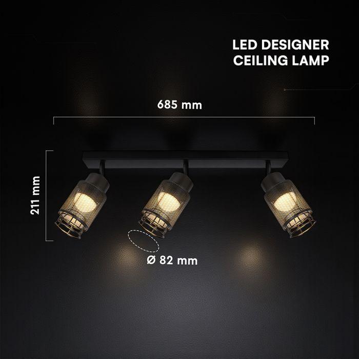3x6W LED lubinis šviestuvas, juodas, 3000K - Image 3