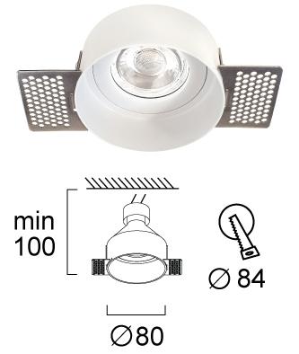 Užglaistomas šviestuvas DALAS, GU10, baltas, 80mm, 4335700 - Image 2