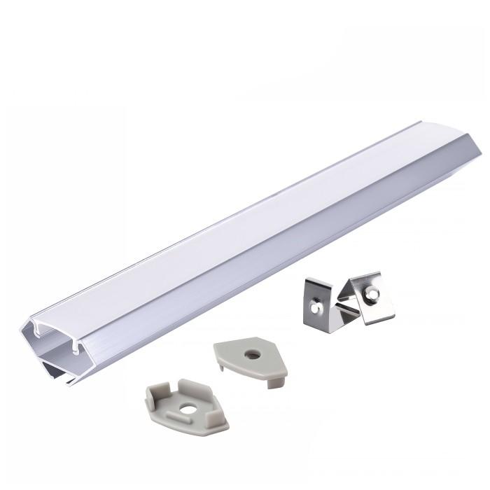 LED kampinis profilis N01, anoduoto sidabro sp., 2m, su dangteliu ir užbaigimais - Image 2