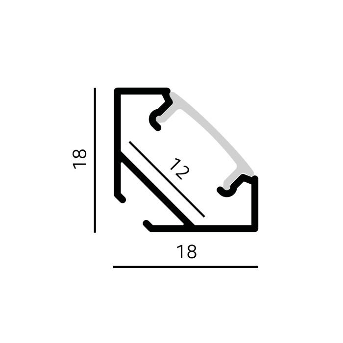 LED kampinis profilis N01, juodas, 2m, su dangteliu ir užbaigimais - Image 2