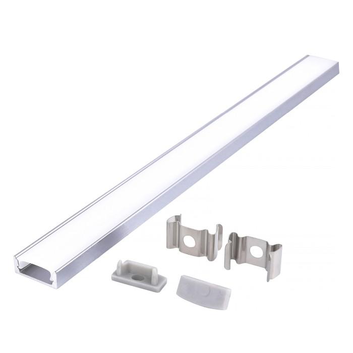 LED paviršinis profilis P01, anoduoto sidabro sp., 2m, su dangteliu ir užbaigimais - Image 2