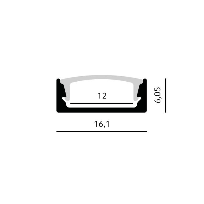 LED paviršinis profilis P01, baltas, 2m, su dangteliu ir užbaigimais - Image 2