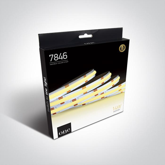 14W/m lanksti COB LED juosta, 608LED/m, 2700-6500K, IP20, 5m ritė, 7846/DEW - Image 2