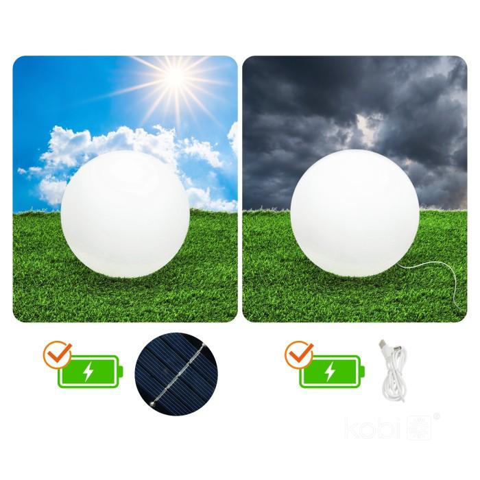 5W LED įsmeigiamas šviestuvas su saulės baterija GARDEN BALL, baltas, 3000K/RGB - Image 3