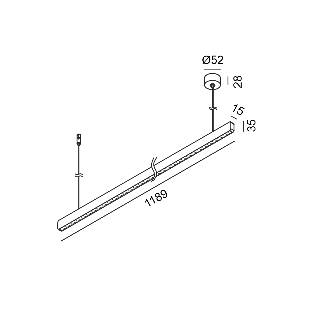25W LED pakabinamas linijinis šviestuvas PRISMA LINE, juodas, 3000K, 40° - Image 2
