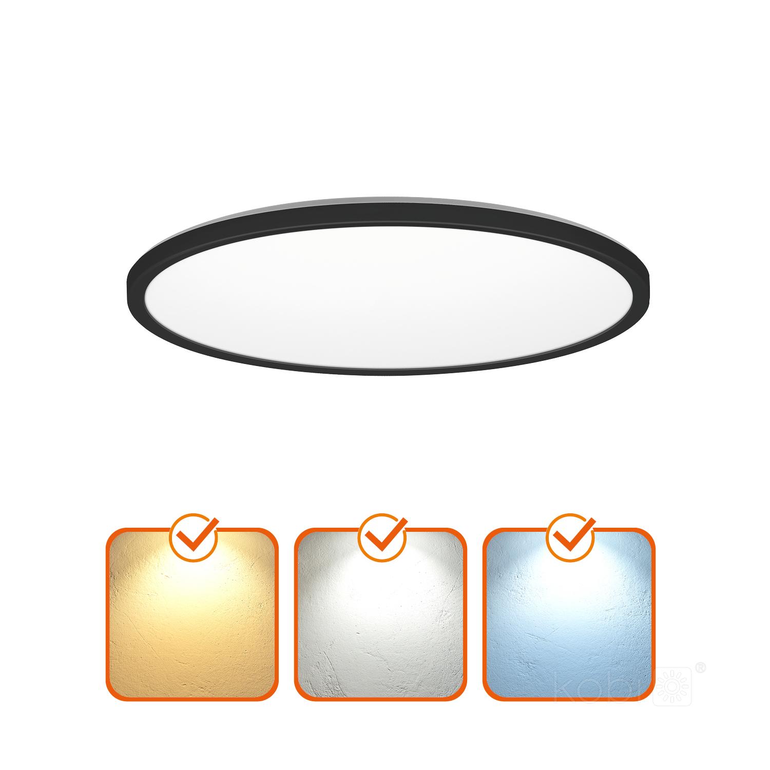 18W LED lubinis šviestuvas NIVERA CIRCLE, juodas, 3000/4000/6000K, su judesio davikliu, IP54 - Image 2