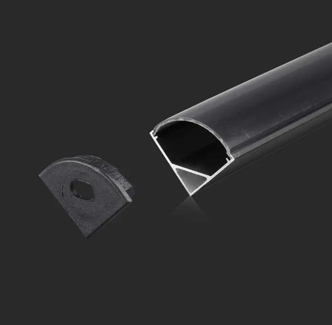 LED kampinis profilis, juodas, 2m, su dangteliu ir montavimo priedais - Image 4