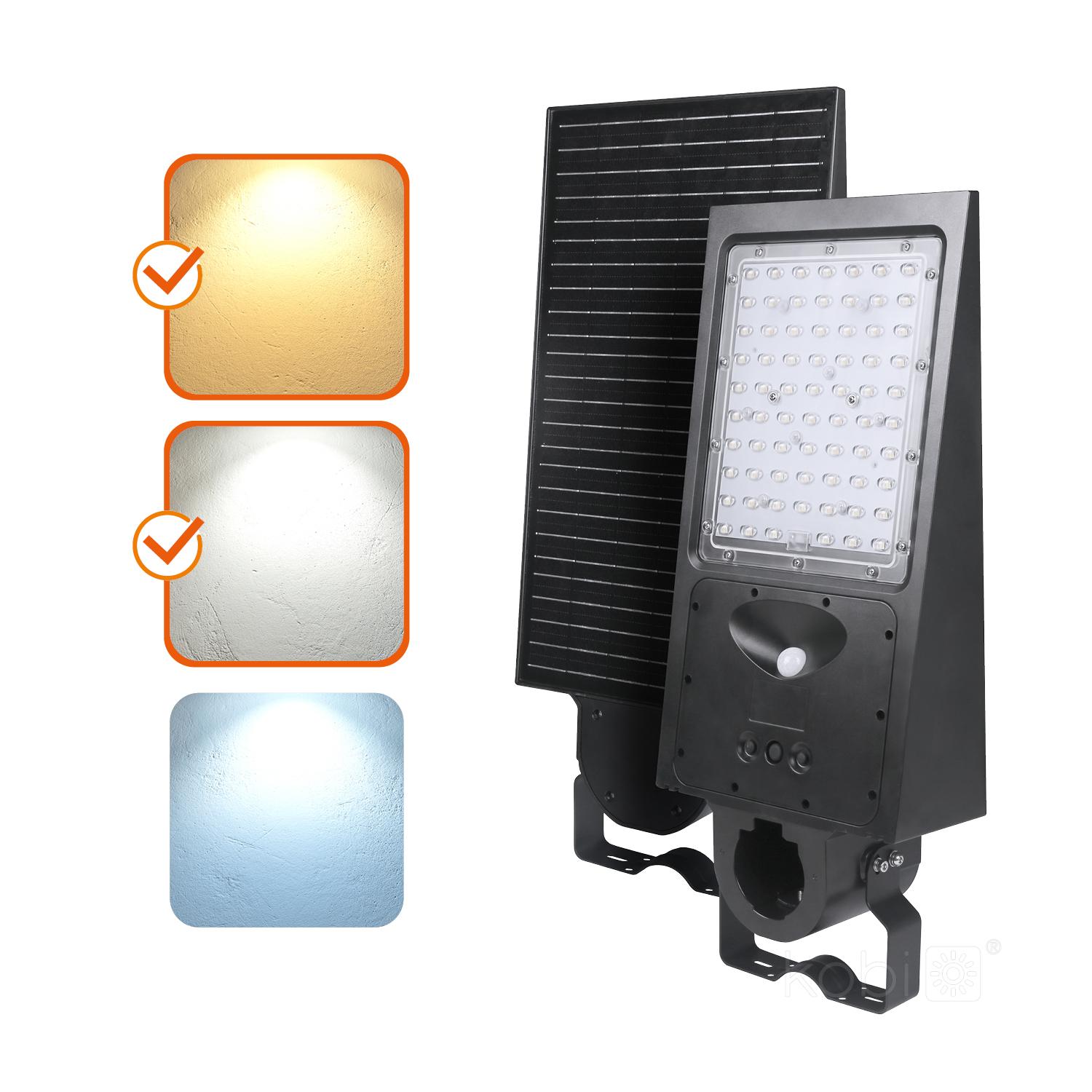 30W LED gatvės šviestuvas su saulės baterija STREET, juodas, 3000/4000K, su judesio davikliu, IP65, 140x70° - Image 2