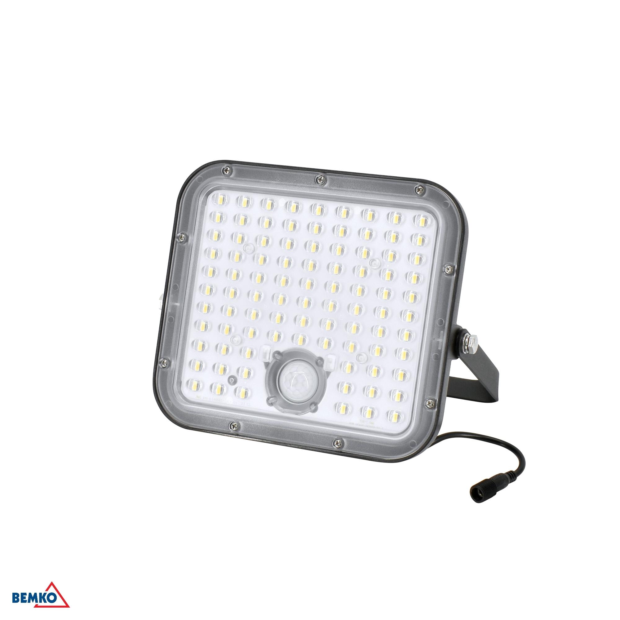 30W LED įkraunamas prožektorius su saulės baterija ir judesio davikliu, juodas, 4000K, IP65 - Image 2