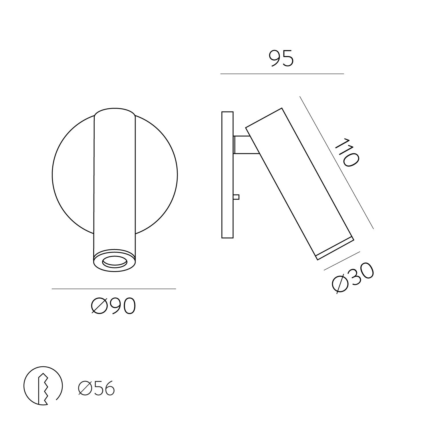 3W LED įleidžiamo montavimo sieninis šviestuvas ATRIA, bronzos sp., 3000K, E3925000BR - Image 3