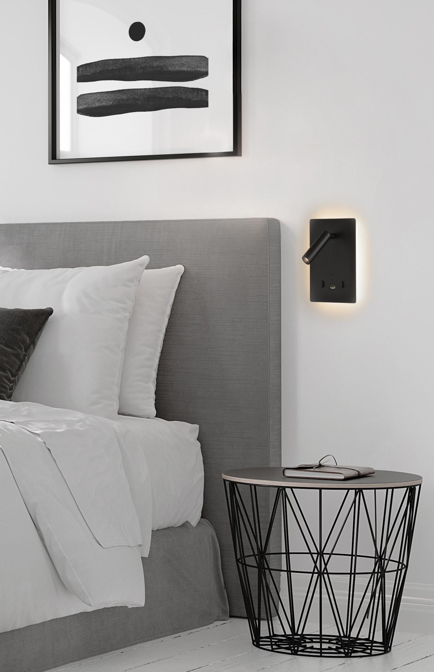 5W + 3W LED sieninis šviestuvas MANAT, baltas, 3000K, su USB ir USB C jungtimis, A3568002B - Image 2
