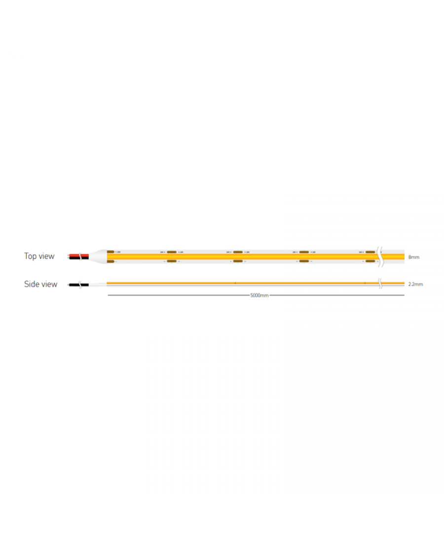 8W/m LED COB juosta, 24V, 320LEDs/m, 3000K, IP20, 5m ritė, LS37 - Image 2