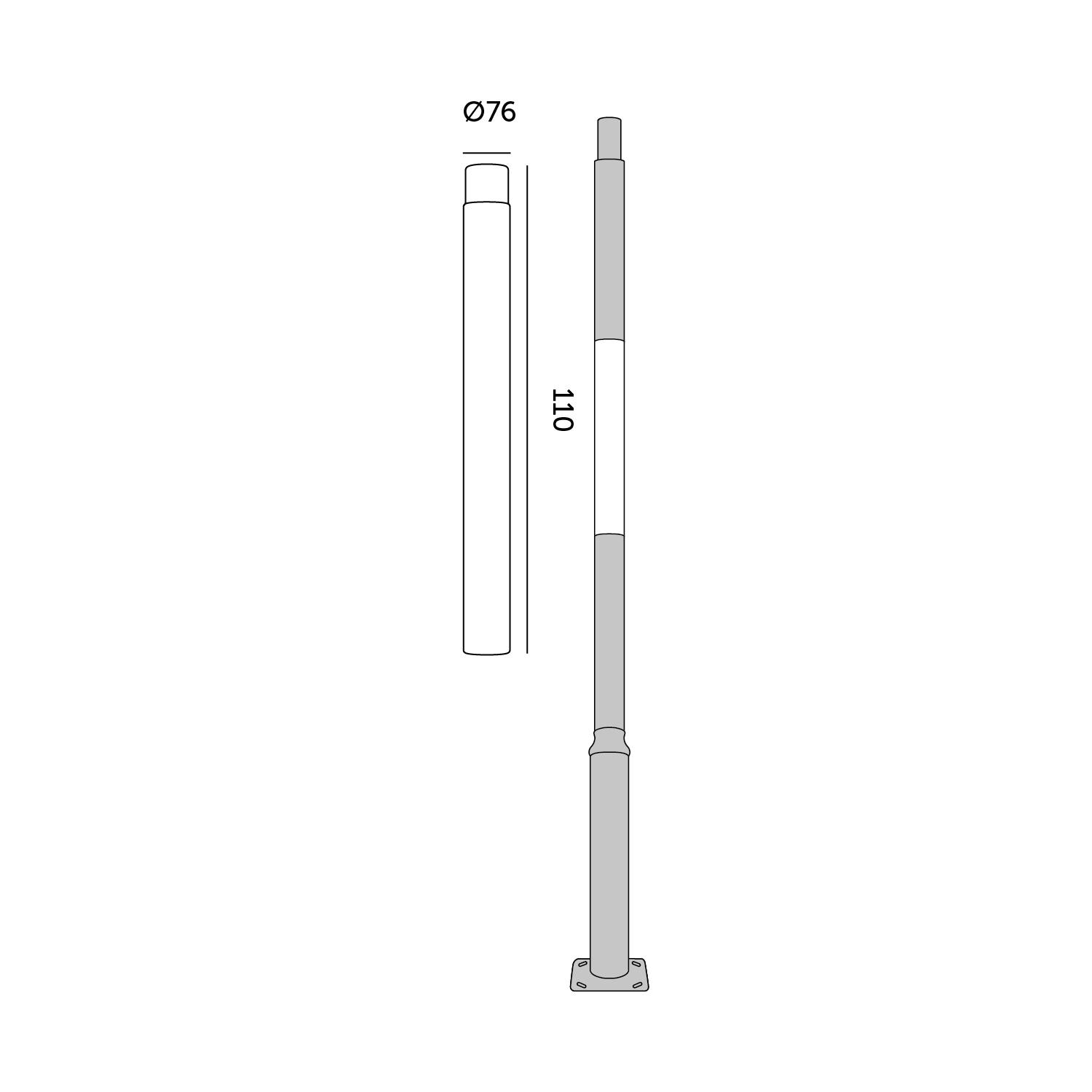 Gatvės šviestuvo atramos ilginimo elementas BASE 76mm, pilkas, 1m - Image 2