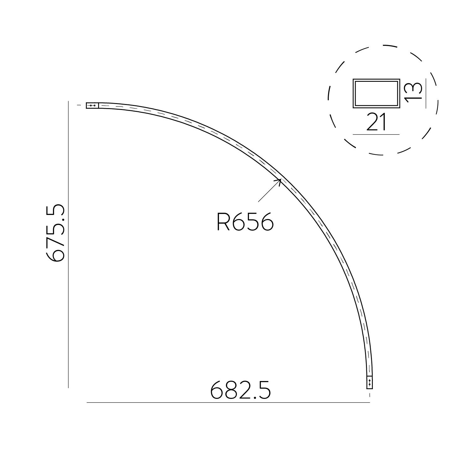 Lenktas EASY LINK sistemos bėgelis, R 656mm, baltas, K1002243B - Image 3