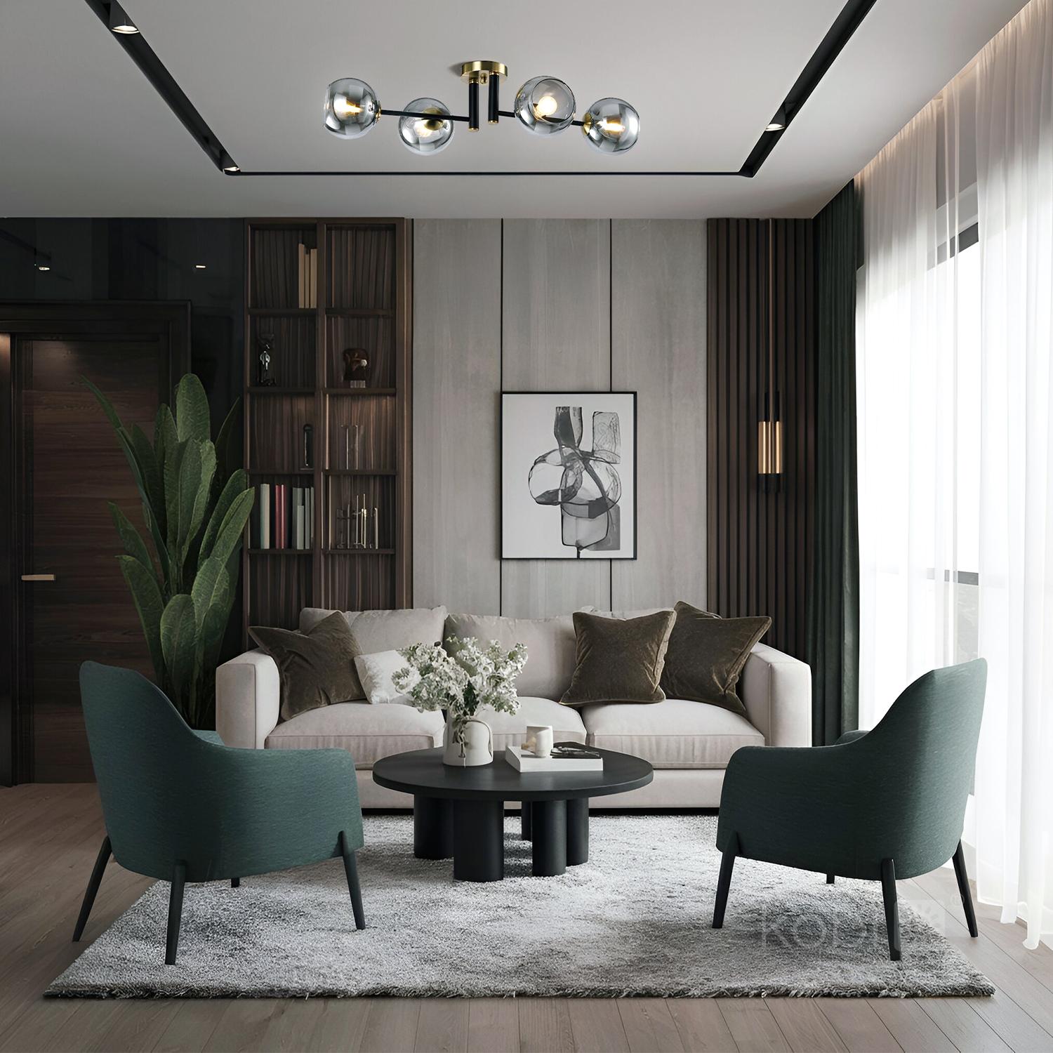 Lubinis šviestuvas GLOBE ELEGANCE, 4xE14, aukso/juodos/dūmų sp. - Image 2