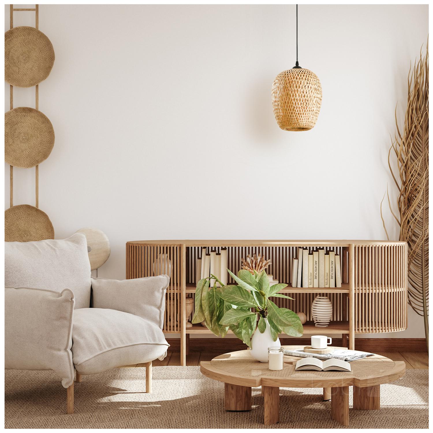 Pakabinamas šviestuvas BOHO BERN M, E27, medžio sp. - Image 2