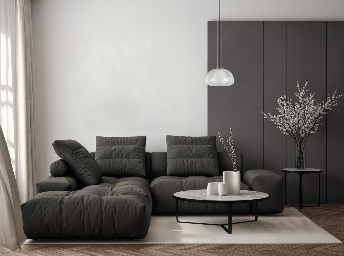 Pakabinamas šviestuvas FEDER, 1xE27, juodos/baltos sp./skaidrus - Image 3
