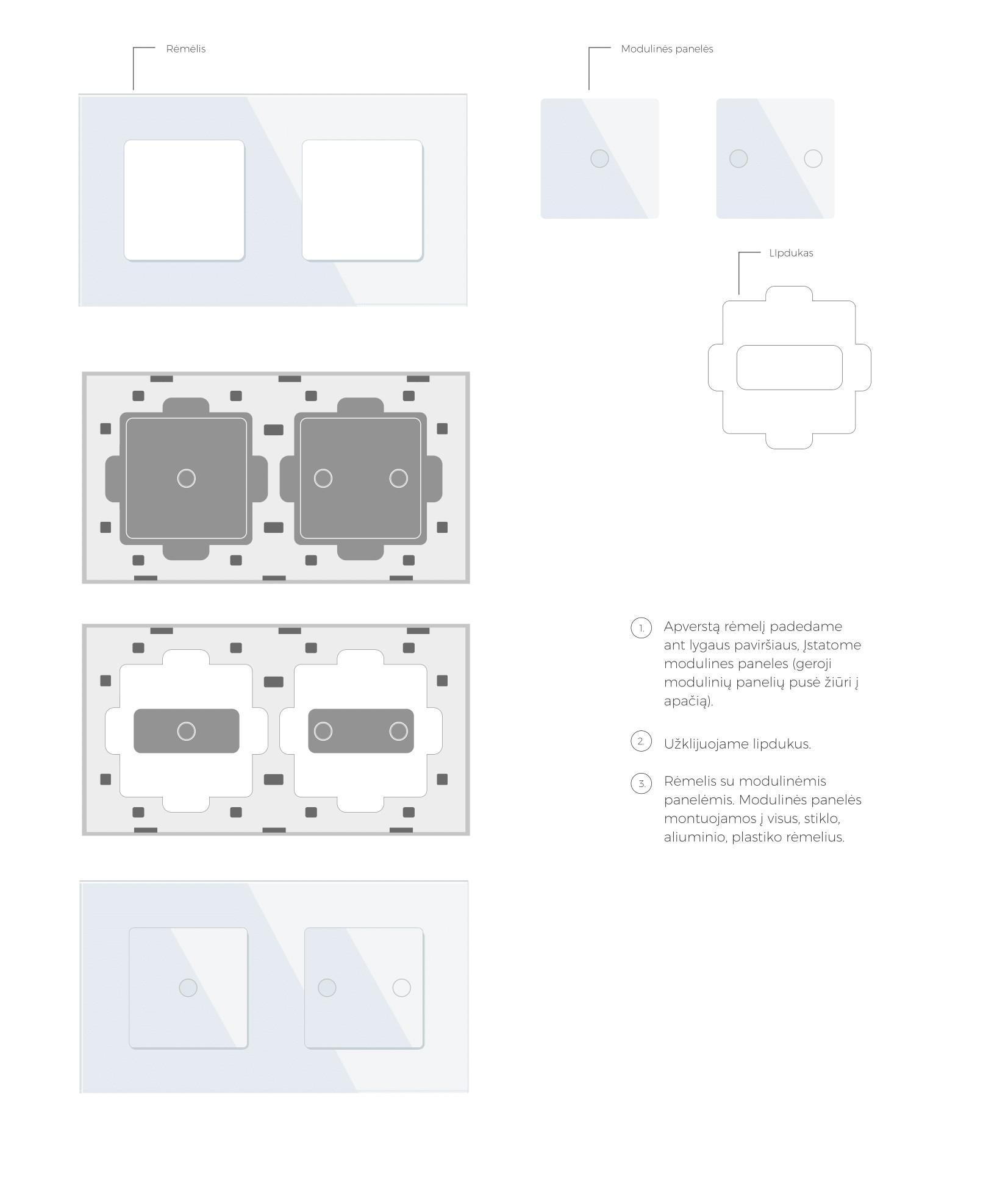 Tripolė, sensorinė, modulinė panelė, juoda - Image 2