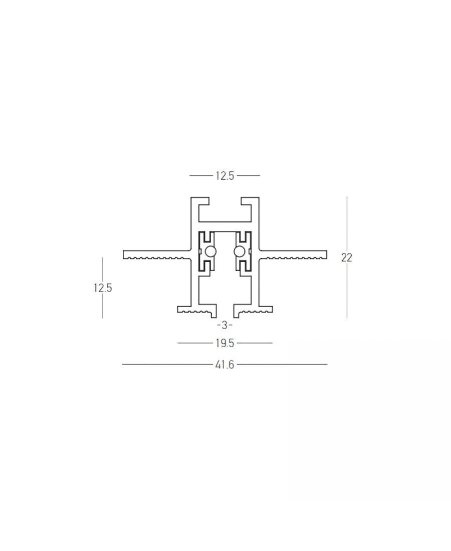 Užglaistomas magnetinės sistemos ZAMBELIS MAGNETIC 3MM bėgelis, juodas, TRIAC/DALI, 48V, 1m, 25128 - Image 3